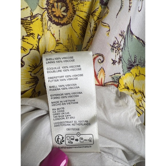 Free People Yara Floral Printed Peasant Flutter Sleeve Mini Dress Size Large NWT - Picture 12 of 15